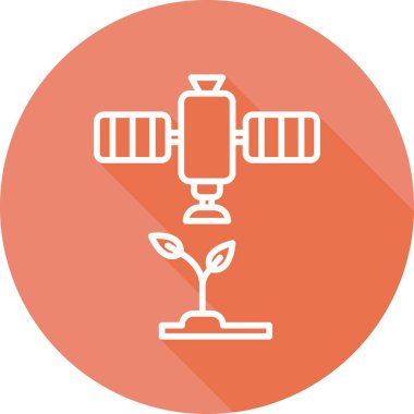 Uydu ve bitki simgesi, vektör illüstrasyonu 