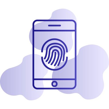 Parmak izi simgesi vektör çizelgesine sahip akıllı telefon