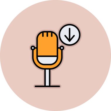 Podcast İndirme. Web simgesi basit illüstrasyon        