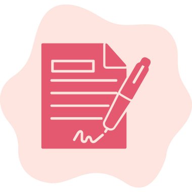 Sözleşme simgesi imzalama, basit vektör illüstrasyonu