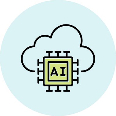 Yapay Zeka simgesi, vektör illüstrasyonu 