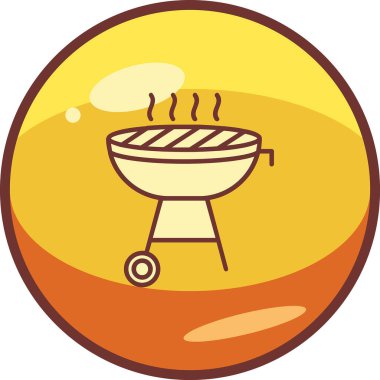BBQ Grill web simgesi, vektör illüstrasyonu 