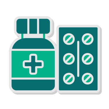 Haplı ilaç şişesi. Web simgesi basit illüstrasyon