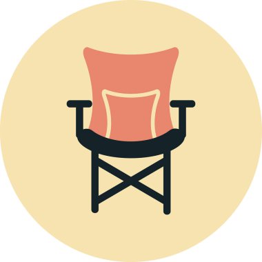 Kamp Sandalyesi Web simgesi, vektör illüstrasyonu