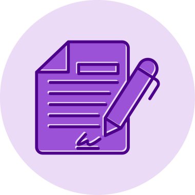 Sözleşme simgesi imzalama, basit vektör illüstrasyonu