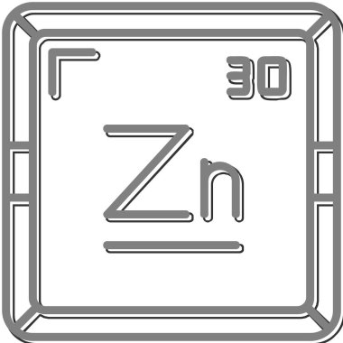 Çinko kimyasal simgesinin vektör illüstrasyonu         