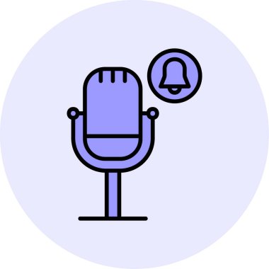 Uyarı işareti olan mikrofon simgesi, vektör illüstrasyonu basit tasarım