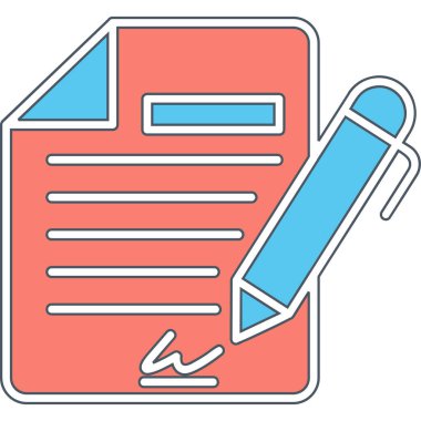 Sözleşme simgesi imzalama, basit vektör illüstrasyonu