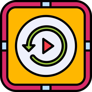 Tekrar oynat, simge. Web için vektör illüstrasyonu