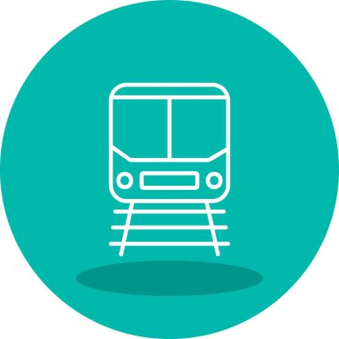 Demiryolu raylarındaki tren simgesi, vektör illüstrasyonu 