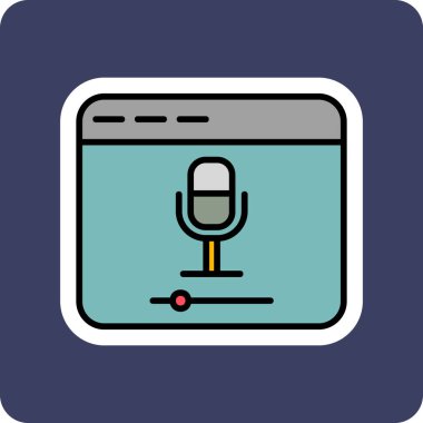 Çevrimiçi Kayıt, mikrofon ikonu vektör illüstrasyonu