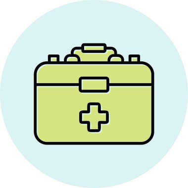 İlk Yardım Kit web simgesi, vektör illüstrasyonu 