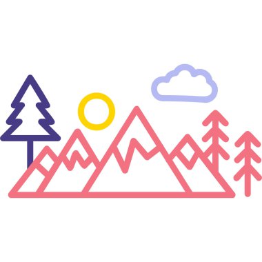 Bir dağ manzarasının vektör çizimi 