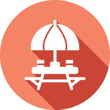 Sahildeki Açık Masa simgesinin vektör çizimi. 