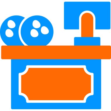 Bilgisayar simgesi, vektör illüstrasyonlu ofis tablosu 