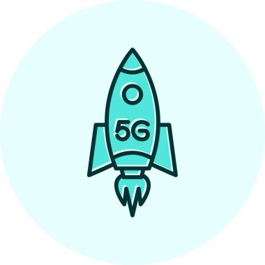 5G Roket simgesinin vektör illüstrasyonu 