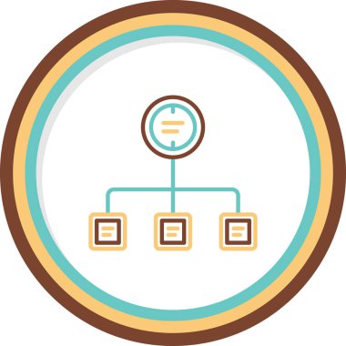 İş diyagramı simgesi. Ağ şeması simgesi. Veritabanı sembolü, vektör illüstrasyonu