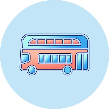 Çift katlı otobüs. Web simgesi basit illüstrasyon