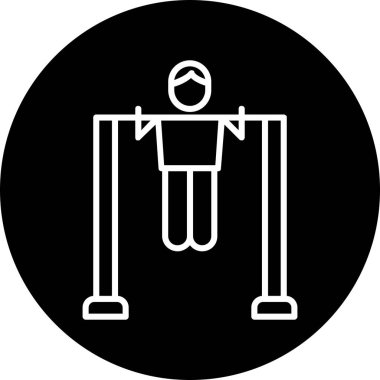 Çubuk Simgesini Aç, Çekme Egzersizi Yapan Kişi. Vektör İllüstrasyonu 