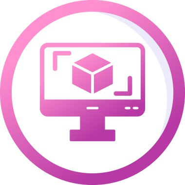 3D modelli bilgisayar ekranı, vektör illüstrasyonu