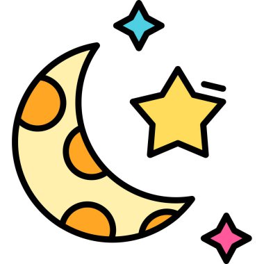 Yıldızlı ay. Web simgesi basit illüstrasyon 