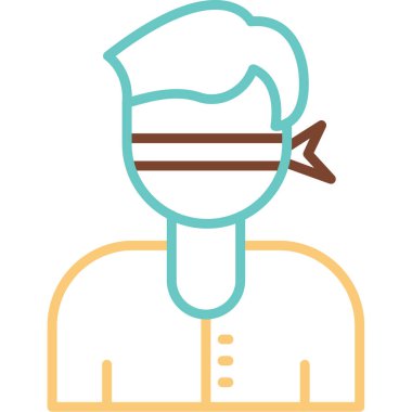 Gözleri bağlı bir adam. Web simgesi vektör illüstrasyonu