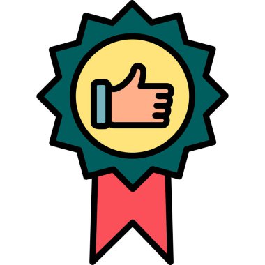 Başparmak Yukarı simgesi ve vektör illüstrasyonuyla En İyi Uygulama Rozeti  