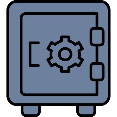 Dolap, güvenli, Vector Line Illustration. İş ve Finans simgesi.