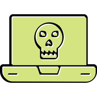 Laptop vektör çiziminde ölü kafatası simgesi
