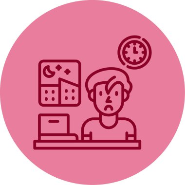 Fazla mesai web simgesi, vektör illüstrasyonu