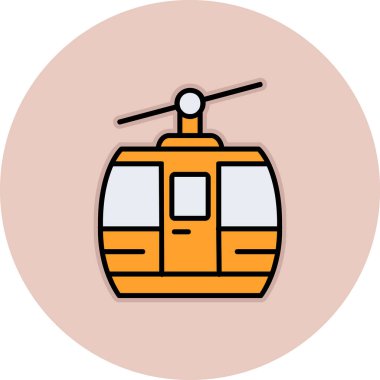 Kablo araba simgesi, vektör illüstrasyonu 