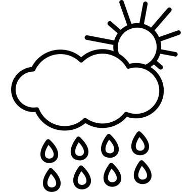 Yağmurlu Simge Basit Vektör İllüstrasyonu