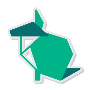 Tavşan hayvan simgesi, origami biçimi, vektör illüstrasyonu 