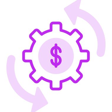 dişli ve dolar işareti web simgesi basit illüstrasyon