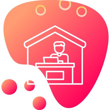 Ev hattı ikonunda çalış. Dışarıdan iş ilanı. Uzaktan ofis çalışanı sembolü. Kalite tasarım elemanı. Satır biçimi ev simgesi