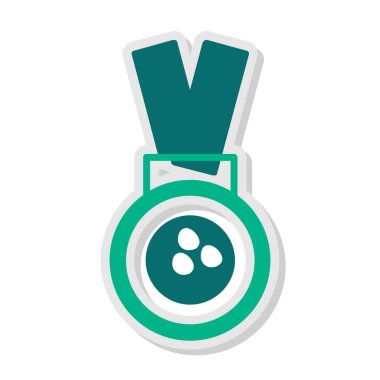 Kurdele ikon vektör illüstrasyonlu madalya 