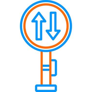 İki yönlü yol simgesi vektör illüstrasyonu