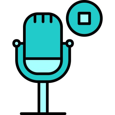 Podcast düz simgesini, vektör illüstrasyonunu durdur  