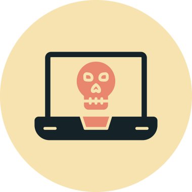 Laptop vektör çiziminde ölü kafatası simgesi