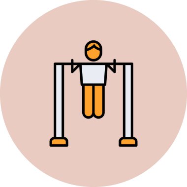 Çubuk Simgesini Aç, Çekme Egzersizi Yapan Kişi. Vektör İllüstrasyonu 