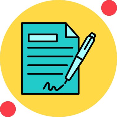 Sözleşme simgesi imzalama, basit vektör illüstrasyonu