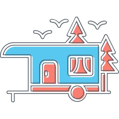 kamp karavan simge vektör çizim