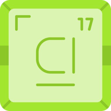Klor CI kimyasal element simgesi. Periyodik tablonun kimyasal elementi. Atom numarası ile imzala