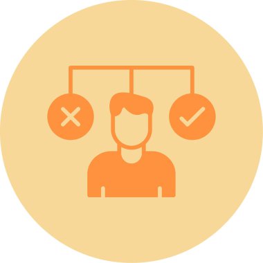 bir karar simgesi, vektör illüstrasyonu yapan kişi  