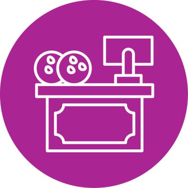 Bilgisayar simgesi, vektör illüstrasyonlu ofis tablosu 