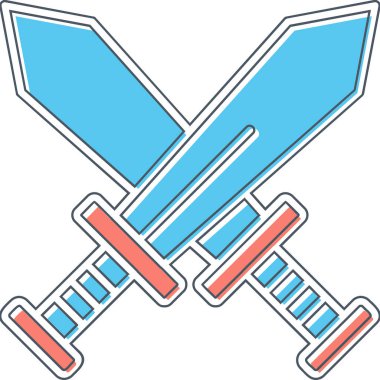 Çapraz kılıç simgesi vektör illüstrasyon 