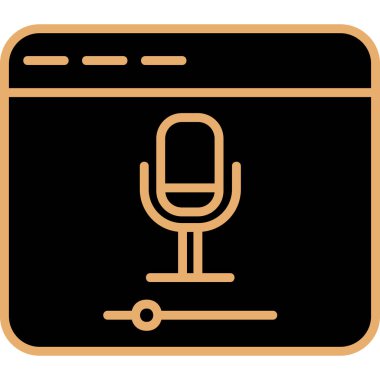 Çevrimiçi Kayıt, mikrofon ikonu vektör illüstrasyonu