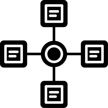 İş diyagramı simgesi. Ağ şeması simgesi. Veritabanı sembolü, vektör illüstrasyonu