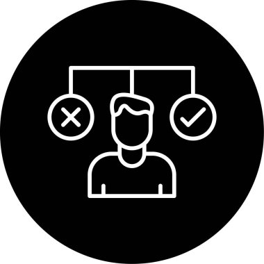 bir karar simgesi, vektör illüstrasyonu yapan kişi  