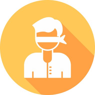 Gözleri bağlı bir adam. Web simgesi vektör illüstrasyonu